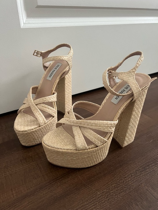 Steve Madden Shoes - Steve Madden Natural Woven Platform Block Heel Sandals